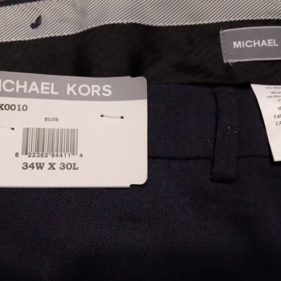 NWT Michael Kors Dark Blue Matisse Dress Trouser Pants Flat Front 34X30 - Picture 5 of 7